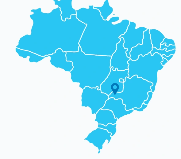 Mapa do Brasil com destaque para Uberlândia, Minas Gerais